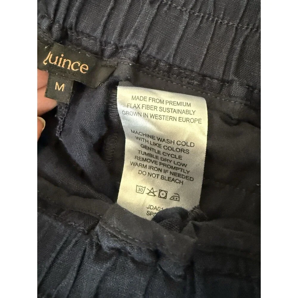 Quince 100% European Linen Blue Pull-On  Wide Leg Pant Women Sz M Coastal EUC